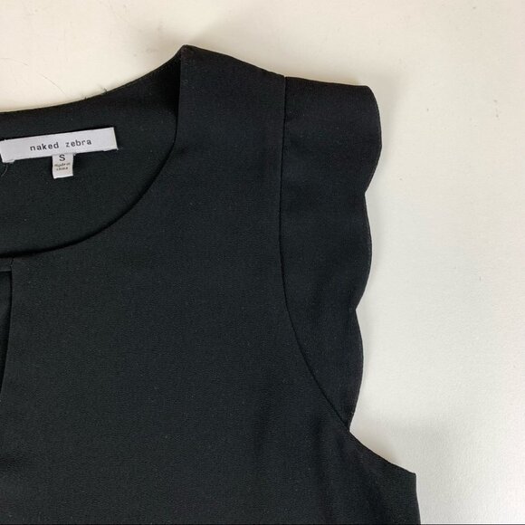 NAKED Zebra Black Sleeveless Tank Top with Scallop capped Sleeves Size small - Picture 2 of 10